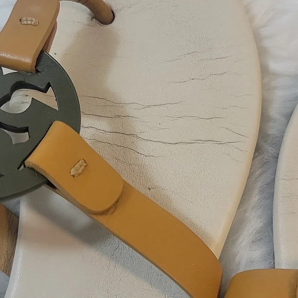 TORY BURCH Miller Logo Leccio/Pesca Soft Calf Leather Sandals Size 6 - Picture 6 of 8